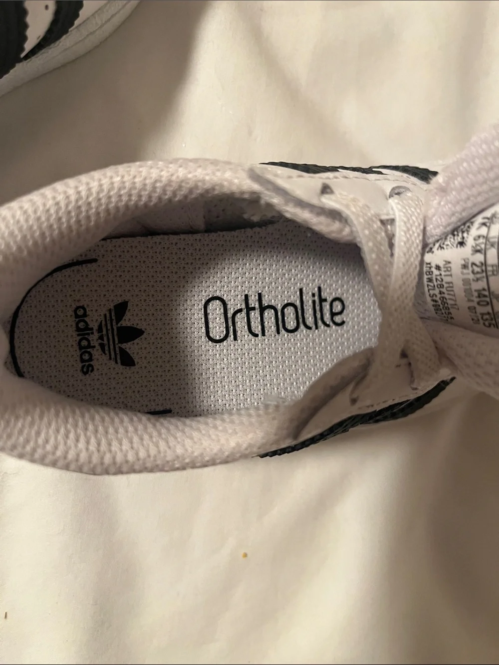 adidas Superstar Kids White & Black Shell Toe Sneakers with Gold Tongue Tab